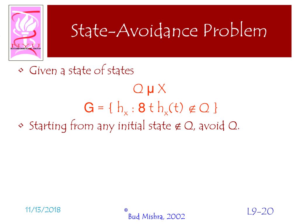 Special Topics In Computational Biology Lecture 9 Control Theory Systems Biology Bud Mishra Professor Of Computer Science And Mathematics Courant Ppt Download