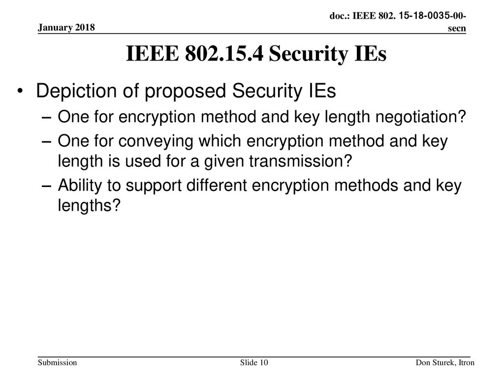 IEEE Security IEs Depiction of proposed Security IEs