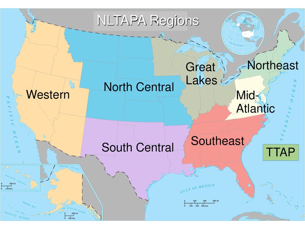 NLTAPA Regions Northeast Great Lakes North Central Western