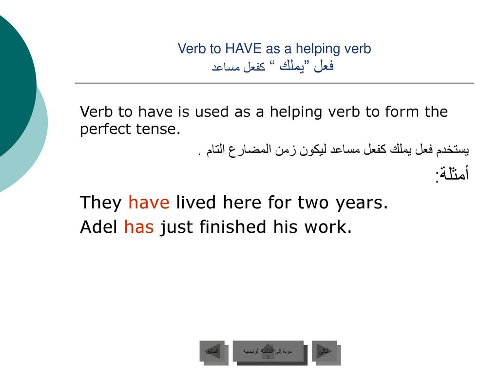 Verb to HAVE as a helping verb فعل يملك كفعل مساعد