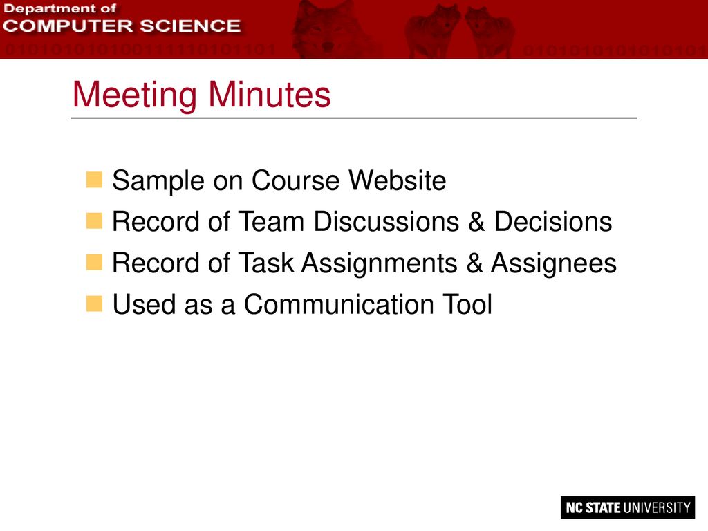 Meeting Minutes Sample on Course Website