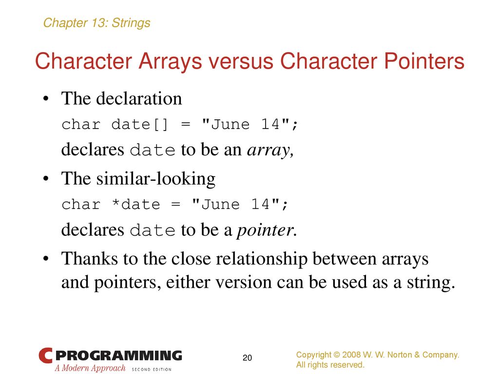 Strings Chapter 13 Copyright © 2008 W. W. Norton & Company. - ppt download