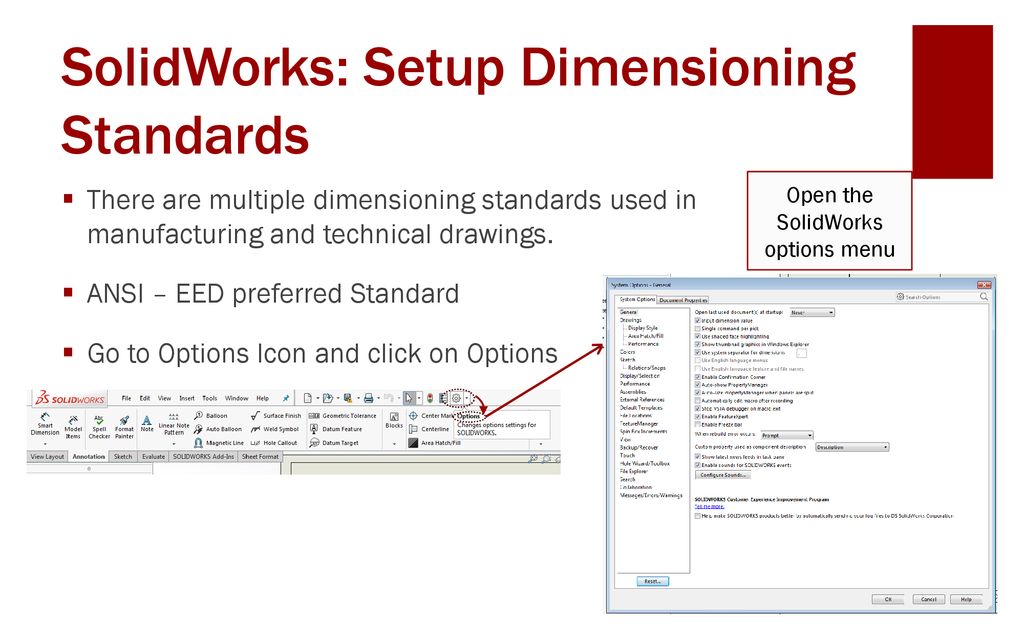 Add dimensions in solidworks drawing