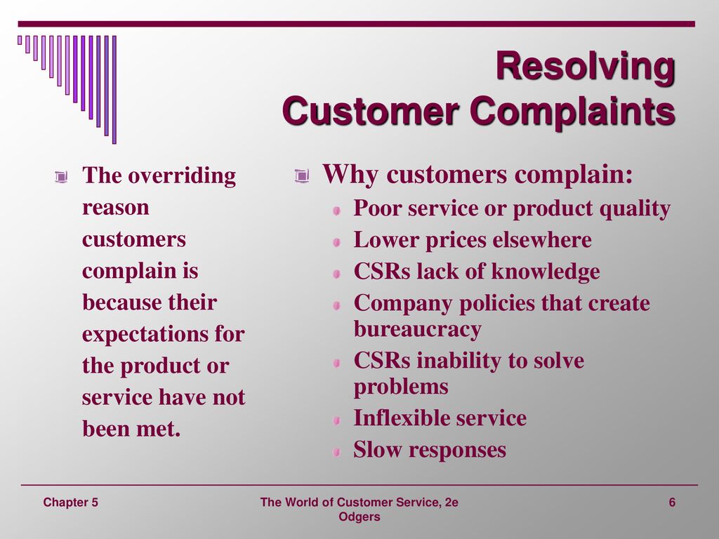 Chapter 5 resolving customer problems and complaints ppt download