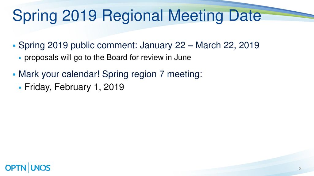 Spring 2019 Regional Meeting Date