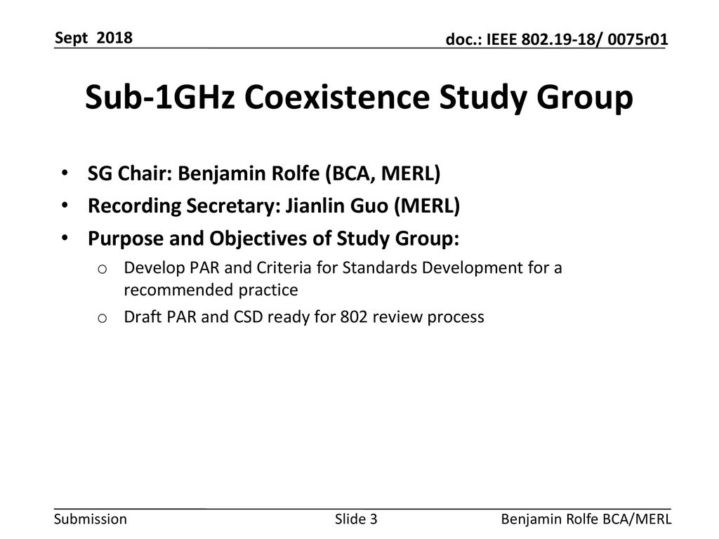 Sub-1GHz Coexistence Study Group
