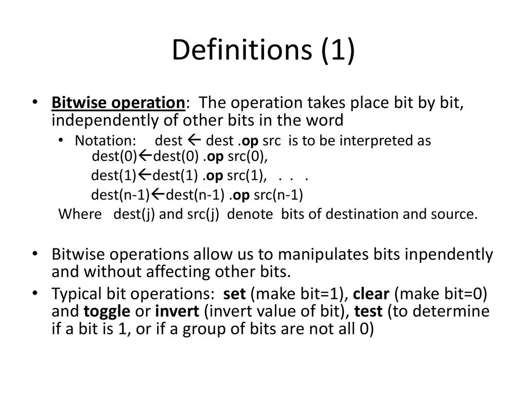 Logic Bitwise Instructions - ppt download