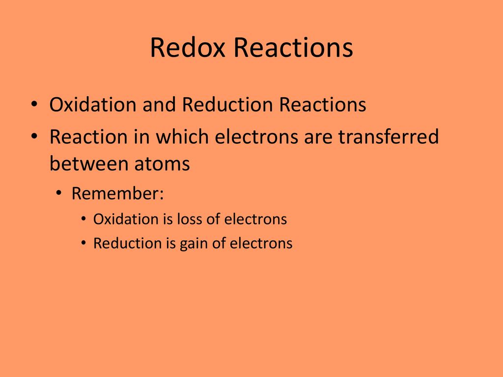 Redox Reactions. - ppt download