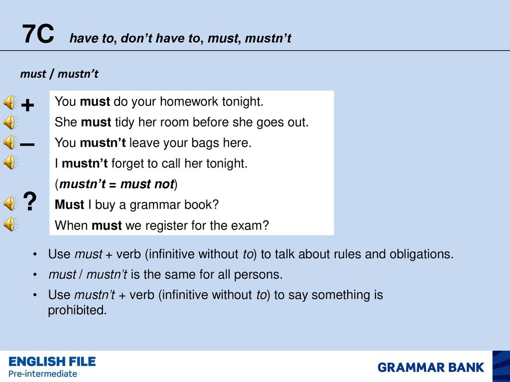7c Have To Don T Have To Must Mustn T Ppt Download