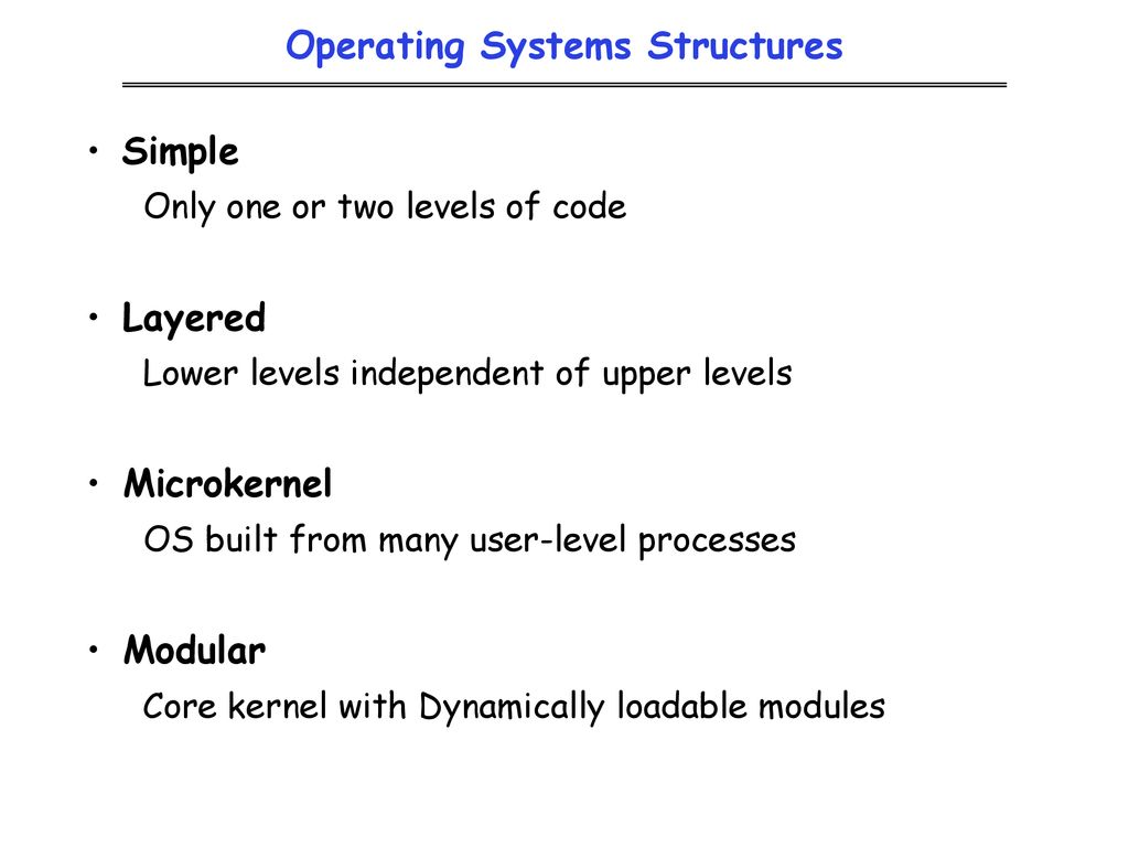 CSCI 511 Operating Systems Chapter 2 Operating Systems Structures - ppt ...