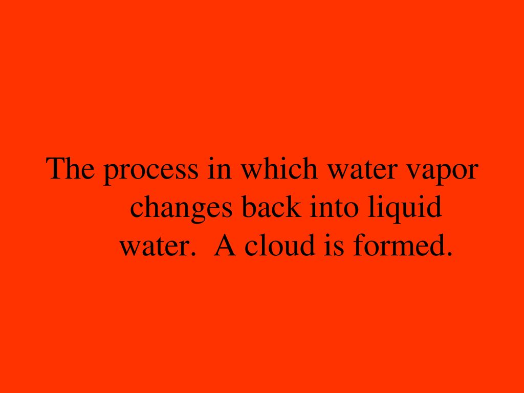 The process in which water vapor changes back into liquid water