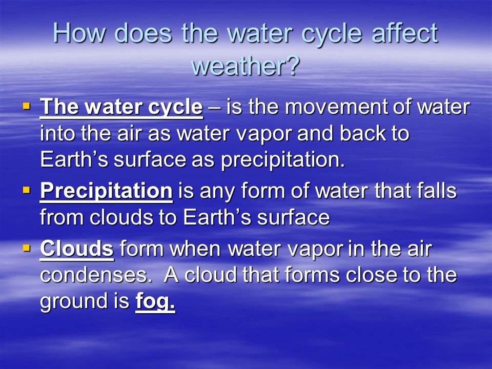 How does the water cycle affect weather