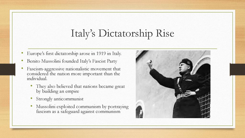 Italy’s Dictatorship Rise