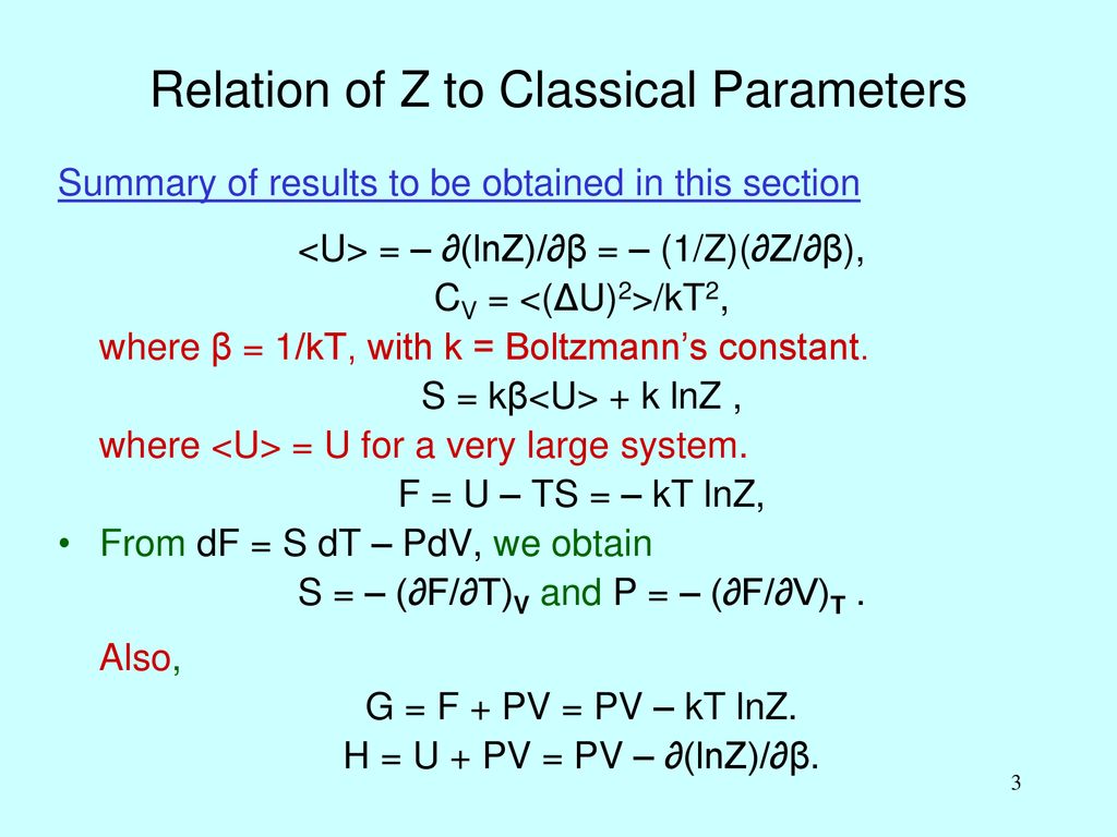 Canonical Ensemble Partition Function Z Ppt Download