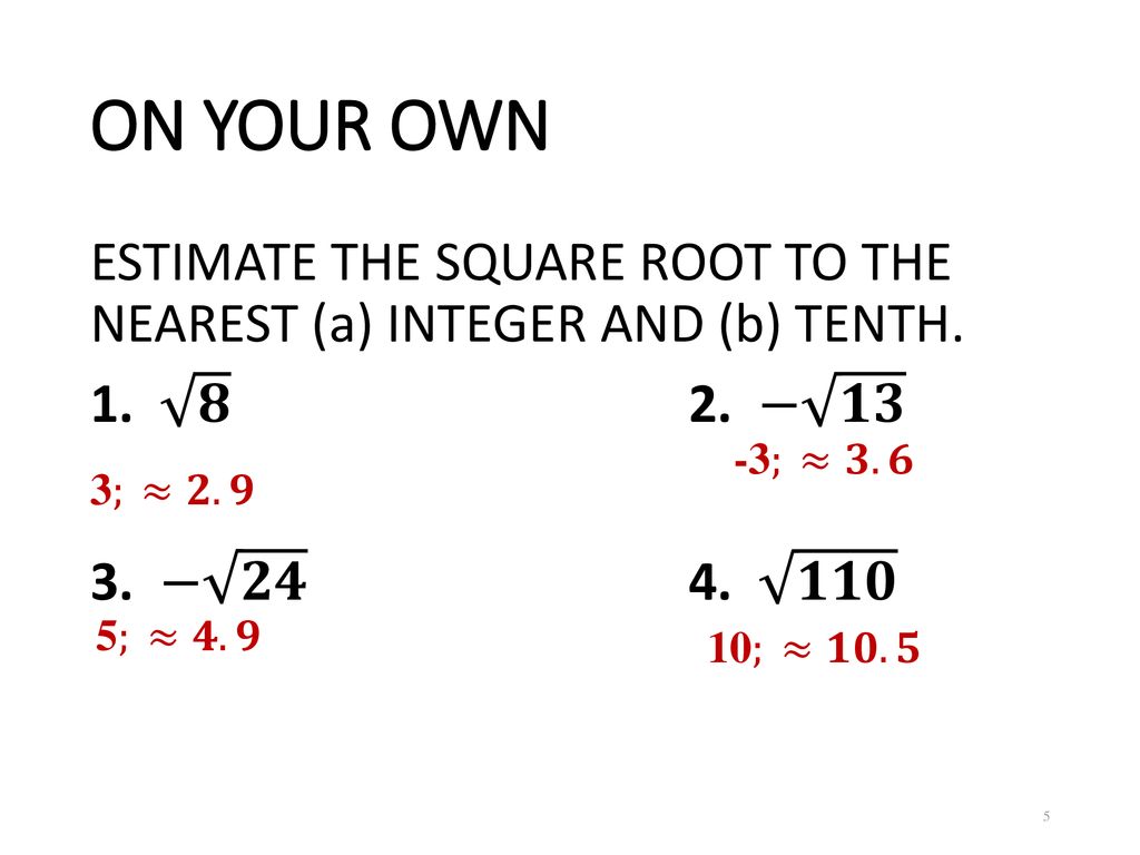 Lesson 23.23 Approximate Square Roots - ppt download With Estimating Square Roots Worksheet