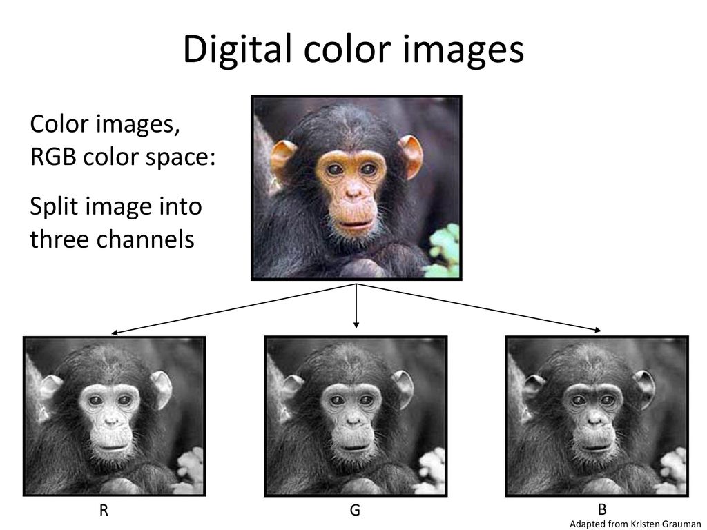 Digital color images Color images, RGB color space: