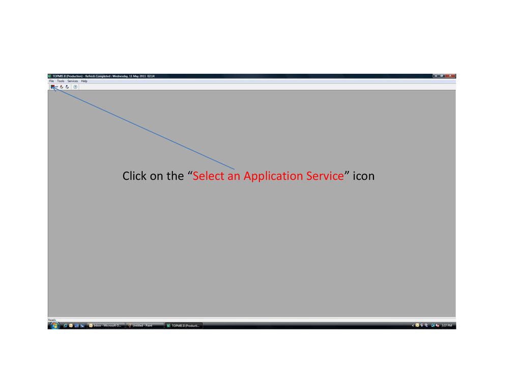 Click on the Select an Application Service icon