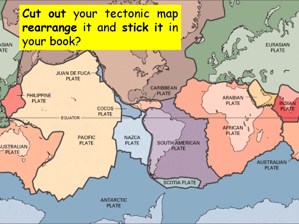 Cut out your tectonic map rearrange it and stick it in your book