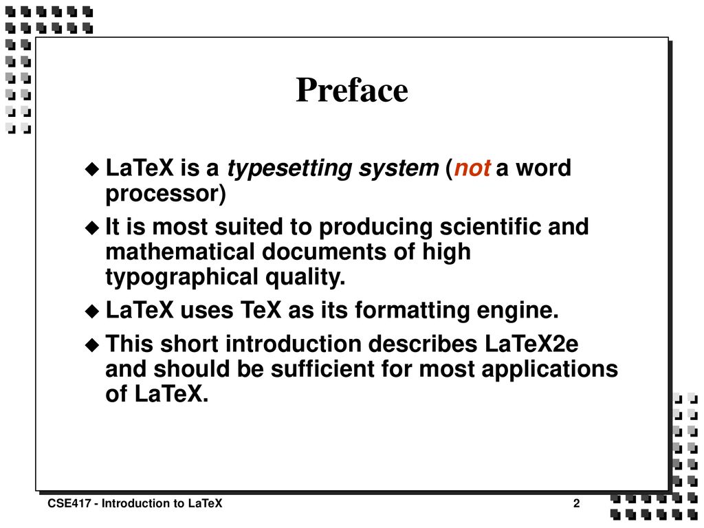 Introduction to LaTeX David Squire - ppt download