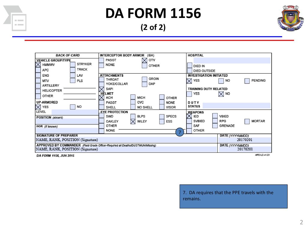 DA FORM 1156 Quick Reference ppt download