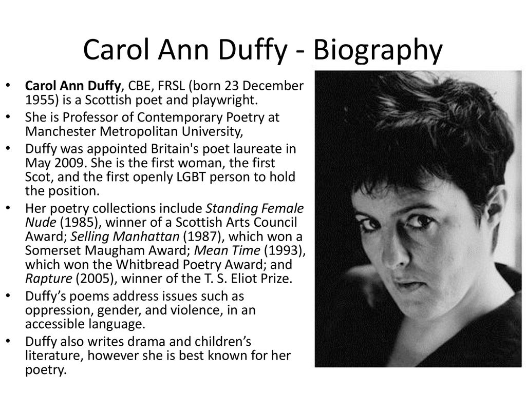 The Poetry of Carol Ann Duffy - ppt download