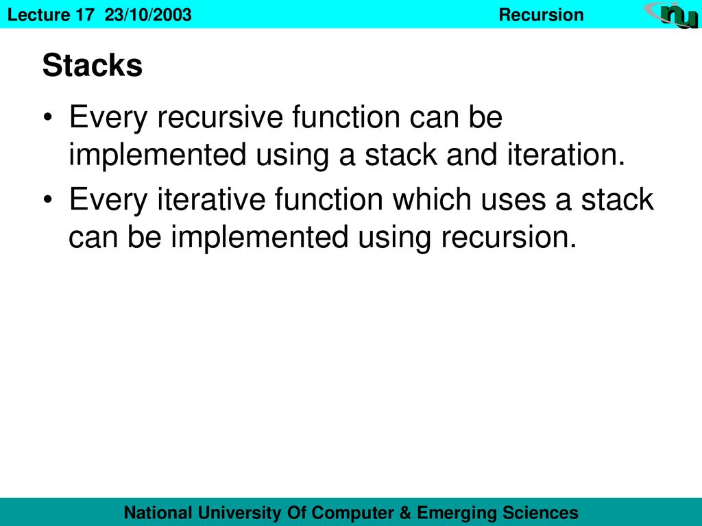 Applied Algorithms (Lecture 17) Recursion Fall-2 3 - ppt download