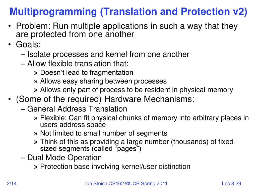 February 14, 2011 Ion Stoica CS162 Operating Systems and Systems ...