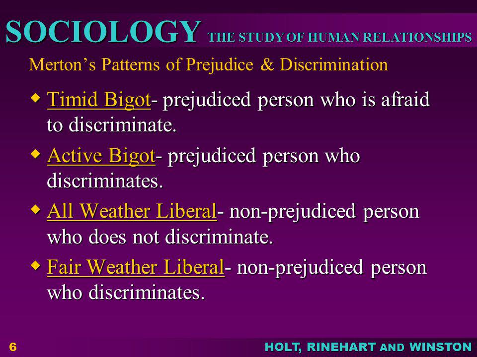 Merton’s Patterns of Prejudice & Discrimination