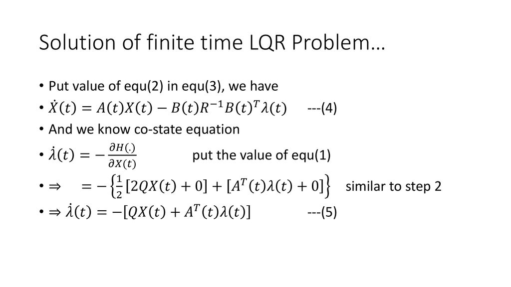 Performance Indices Lqr Problem Ppt Download
