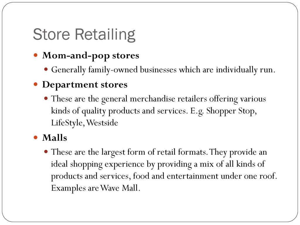 types of retail formats ppt
