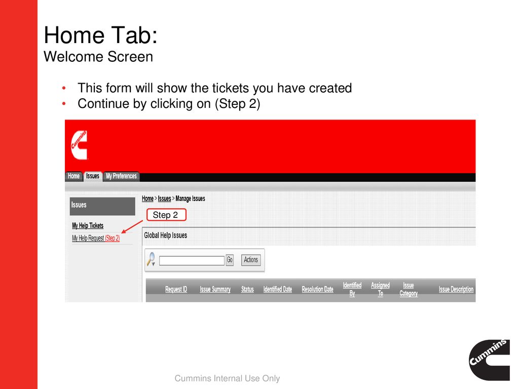Home Tab: Welcome Screen