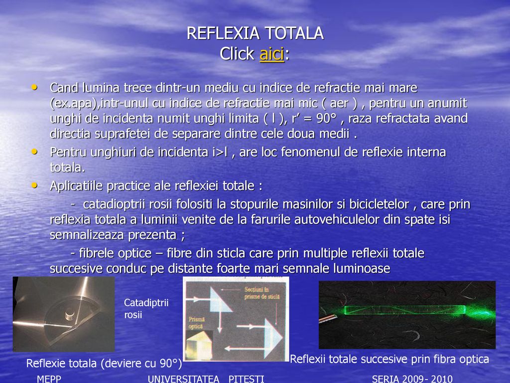 REFRACTIA LUMINII REFLEXIA TOTALA - ppt download