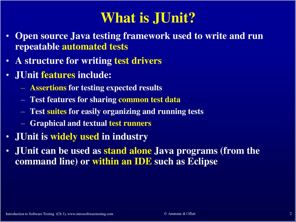 Junit automated software testing framework ppt download