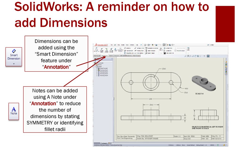 Dimensioning part 2 with SolidWorks - ppt download