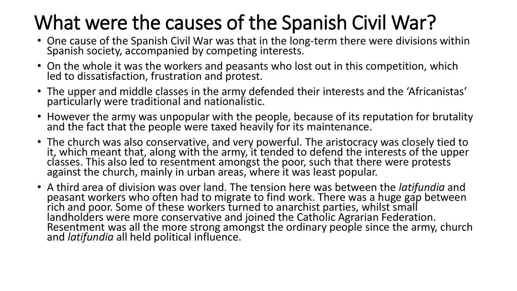 What were the causes of the Spanish Civil War - ppt download