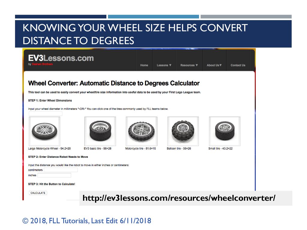 Knowing your wheel size helps Convert DISTANCE to DEGREES
