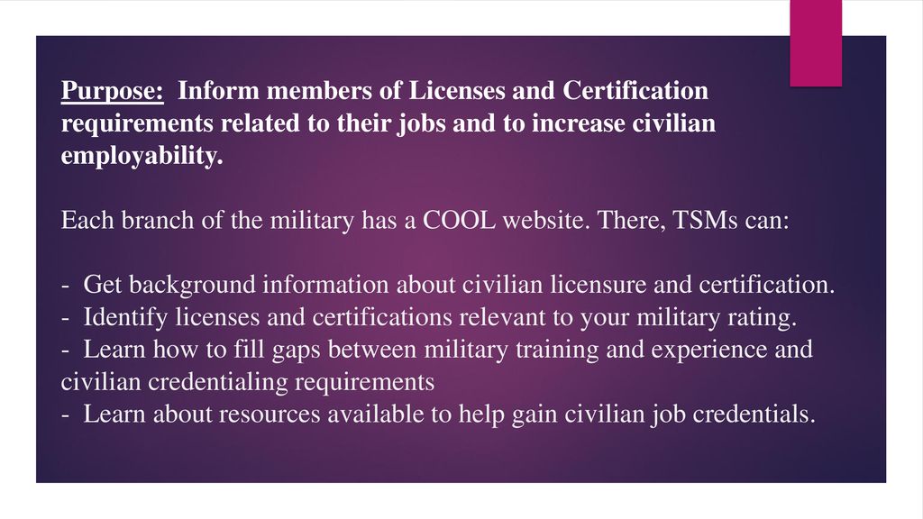 Credentialing Opportunities On Line (COOL) Army Navy Air Force and