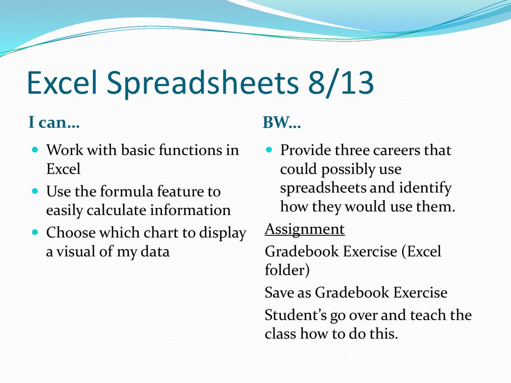 Excel spreadsheets 8 11 i can bw complete a pre assessment for excel