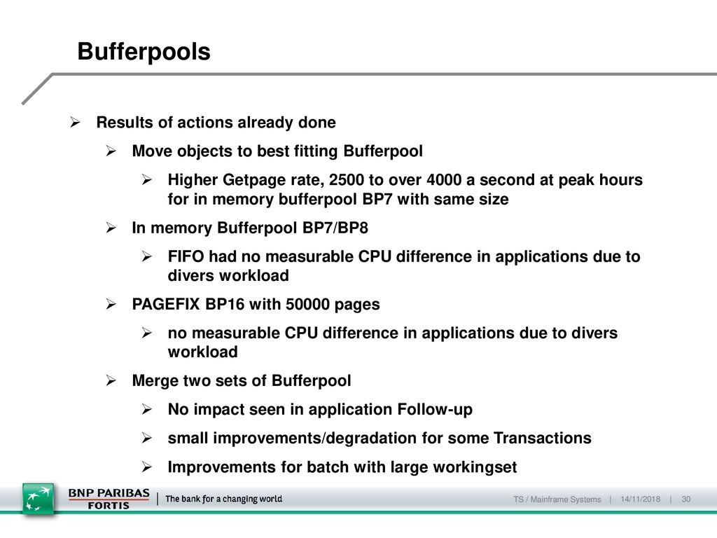 Bufferpools Results of actions already done
