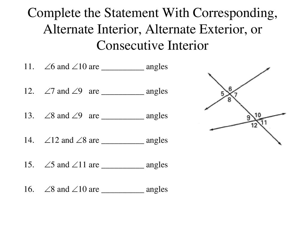 Chapter 3 Section 3 1 Lines And Angles Ppt Download