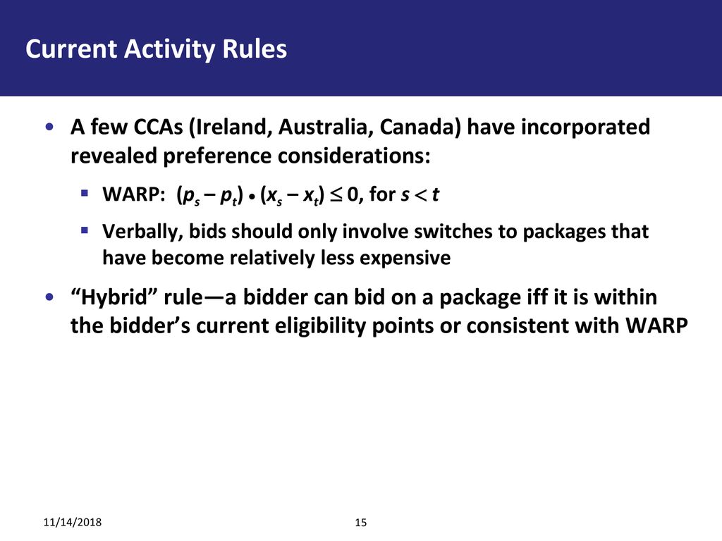 Current Activity Rules