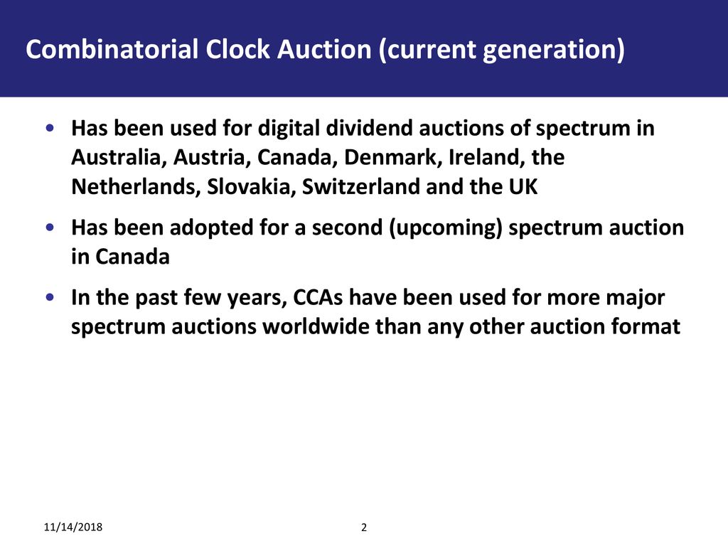 Combinatorial Clock Auction (current generation)