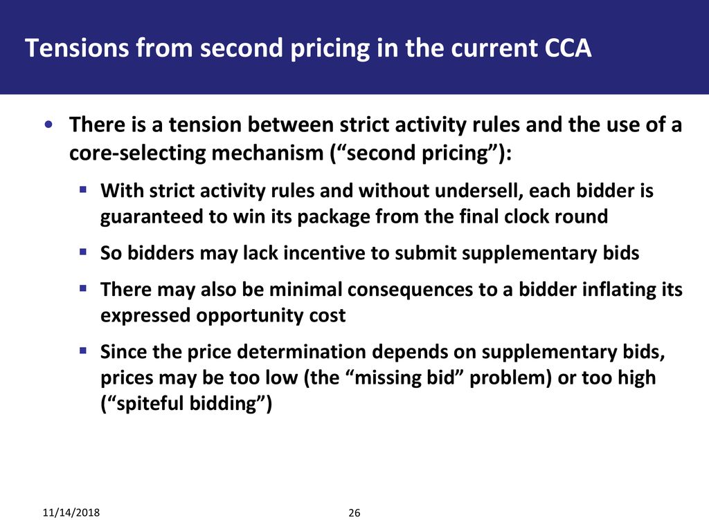 Tensions from second pricing in the current CCA