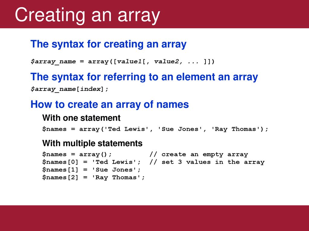 Creating an array