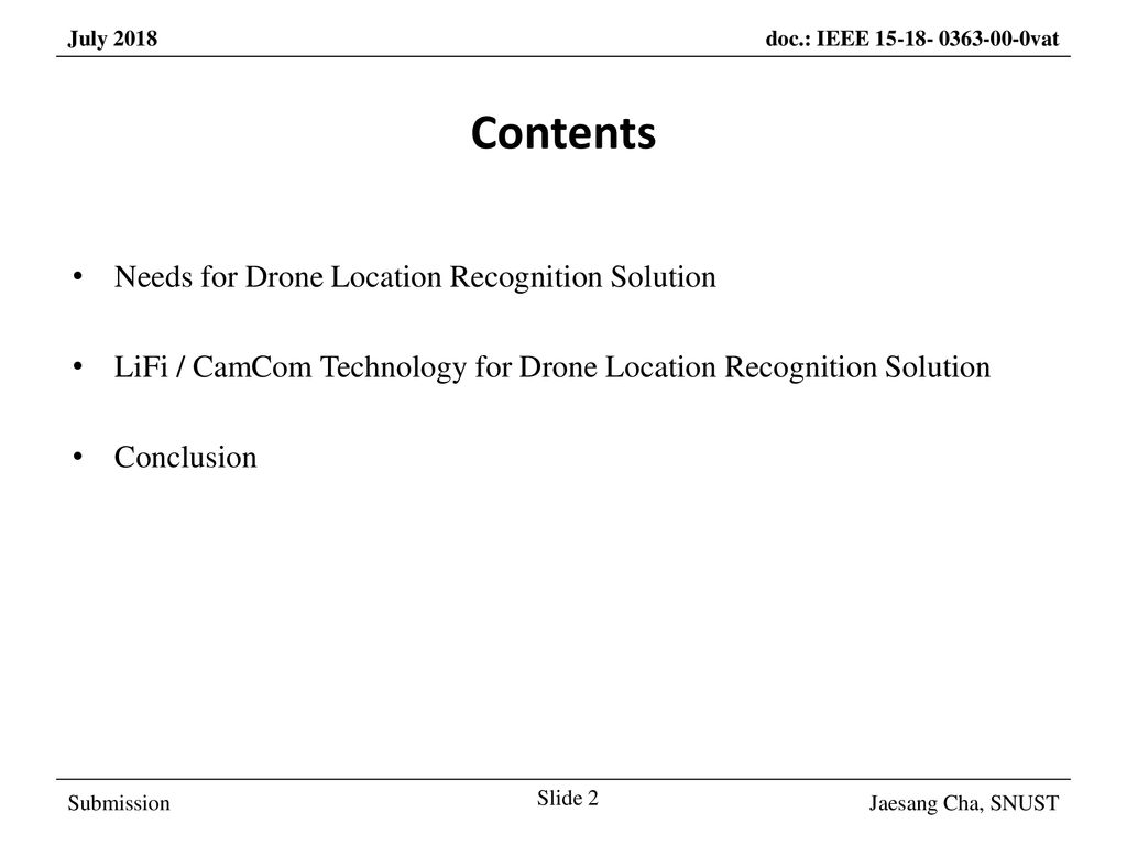 Contents Needs for Drone Location Recognition Solution