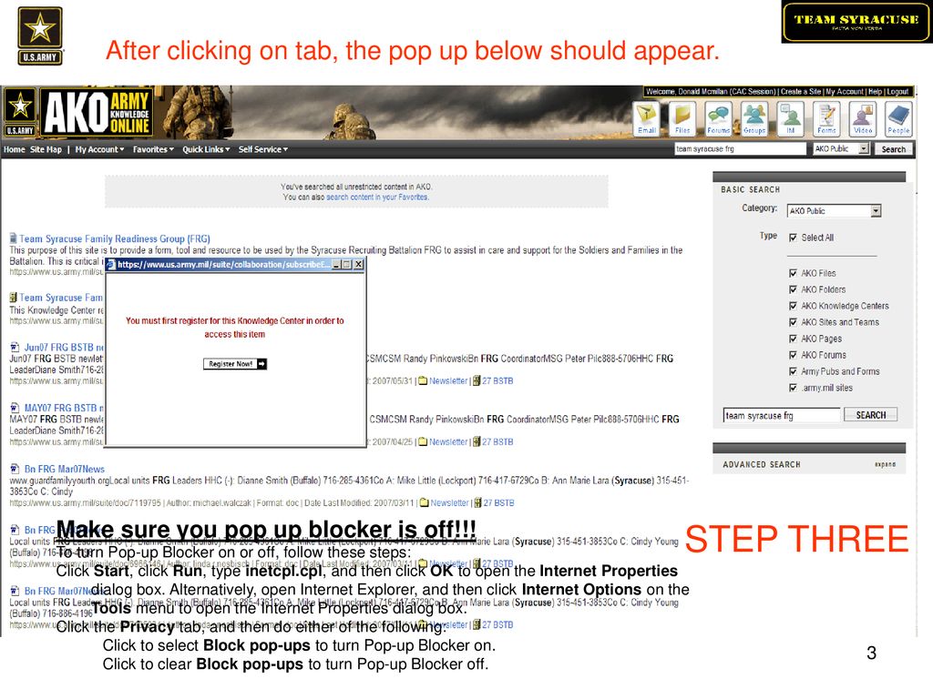 Step one type in team syracuse frg in search box ppt download