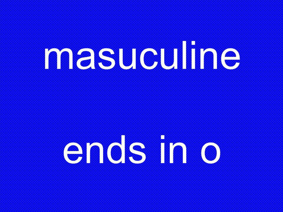 masuculine ends in o