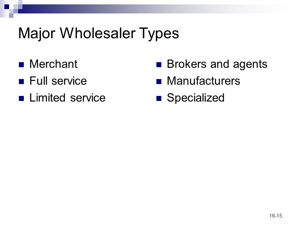 Major Wholesaler Types