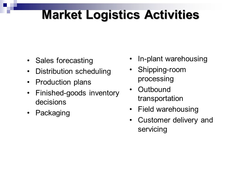 Market Logistics Activities