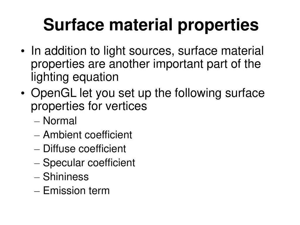 Surface material properties